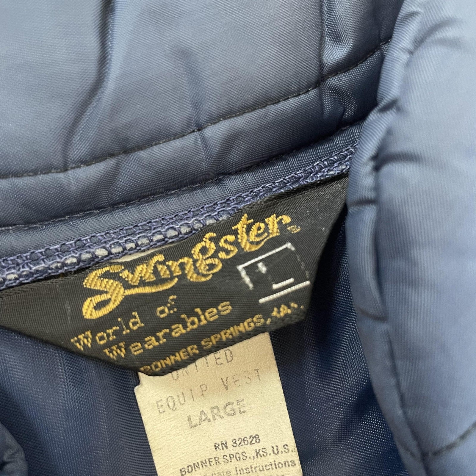 Vintage Swingster Vest Mens Large Blue Quilted Puffer Sleeveless Outdoor 80s USA