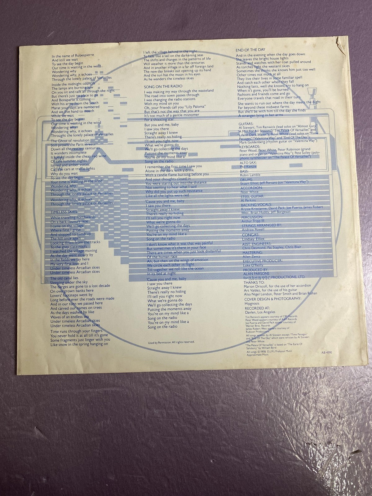 Vintage Al Stewart Time Passages 12" Vinyl LP 1978 Arista Soft Rock Album Pop