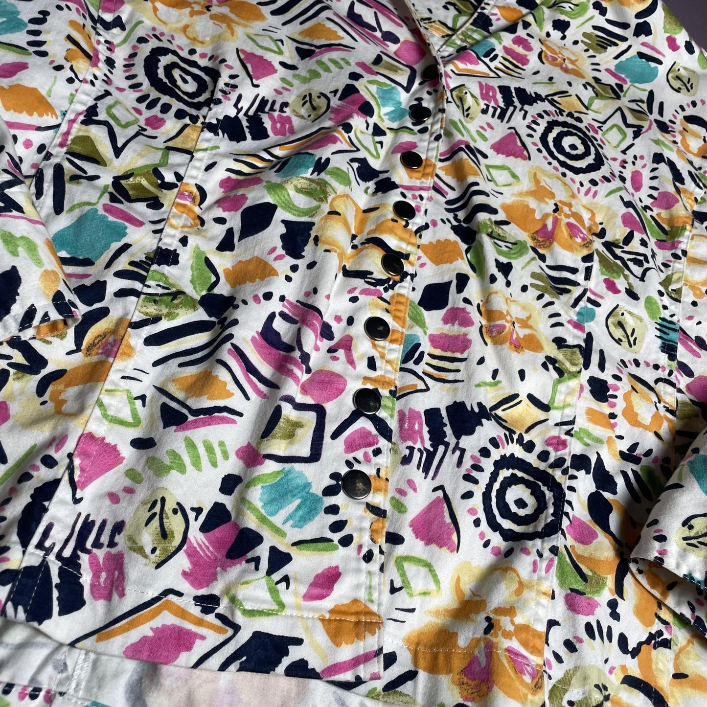 Bamboo Traders Shirt Womens 3X Multicolor Floral Abstract Snap Front Cotton
