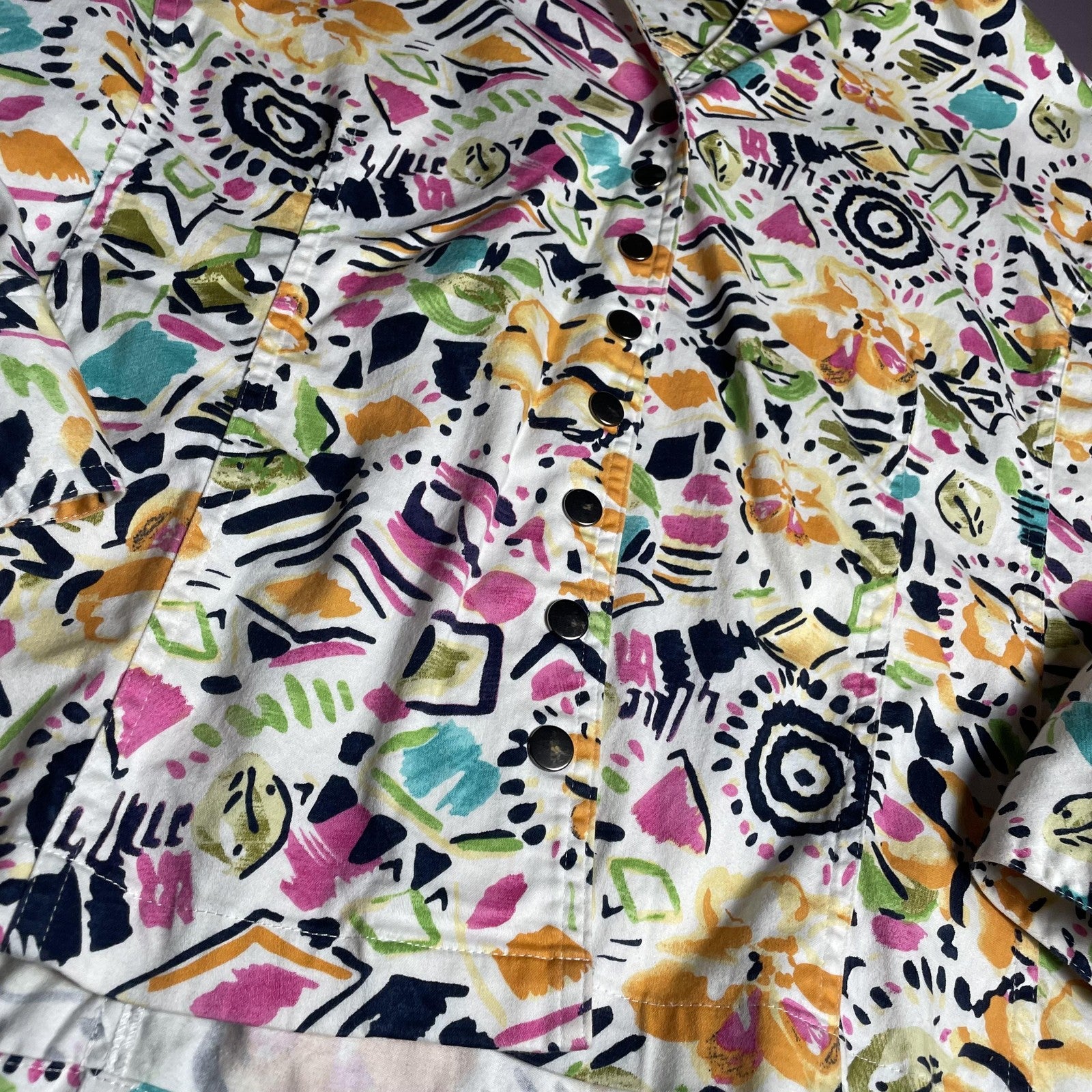 Bamboo Traders Shirt Womens 3X Multicolor Floral Abstract Snap Front Cotton
