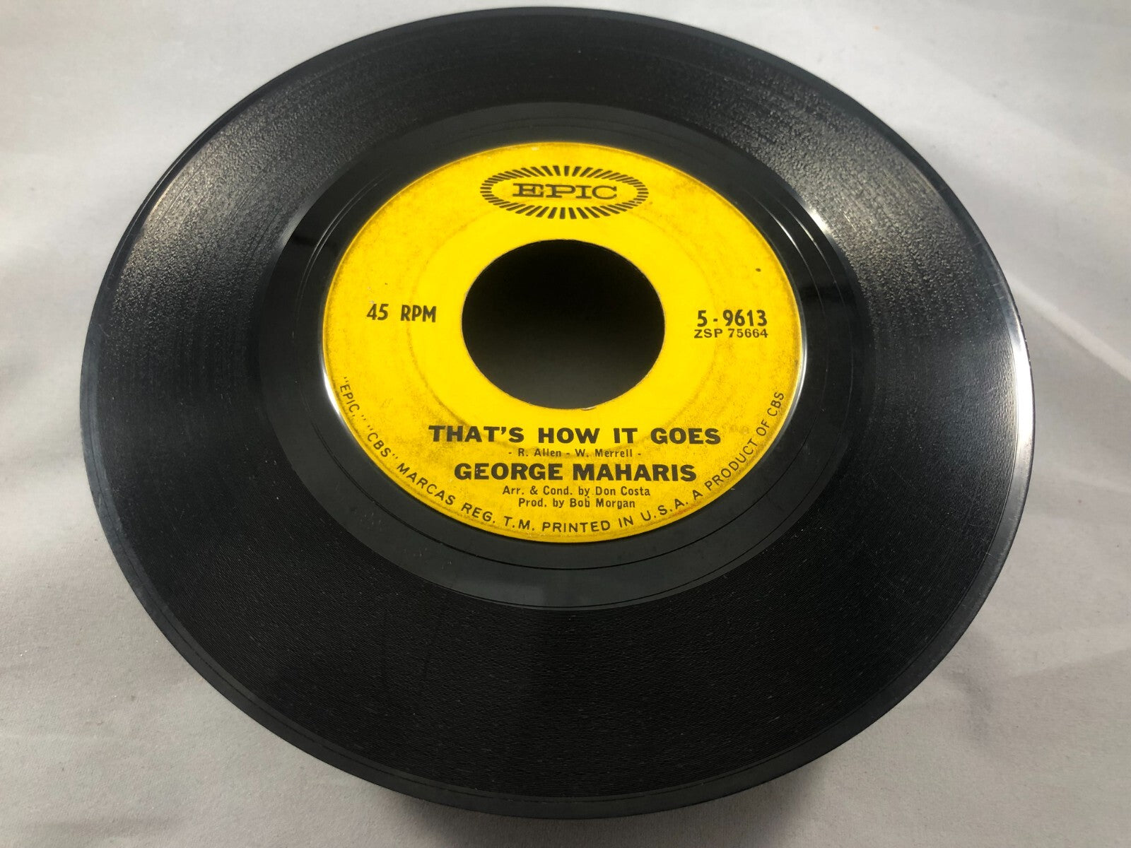 George Maharis - That's How It Goes / It Isn't There 7" VG Vinyl 45 Epic 5-9613