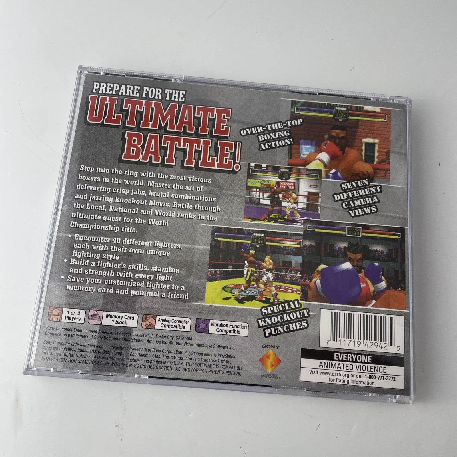 Contender PS1 Game (1999) - Complete Boxing Sports - VG+ Condition