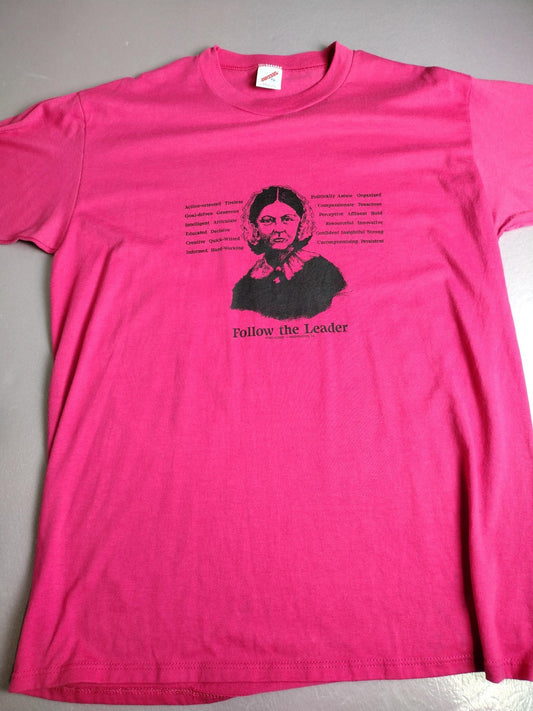 Vintage Follow The Leader Shirt Mens XL Pink Feminist Graphic USA 90s Jerzees