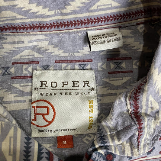 Roper Shirt Mens Small Western Pearl Snap Aztec Southwest Pattern Long Sleeve