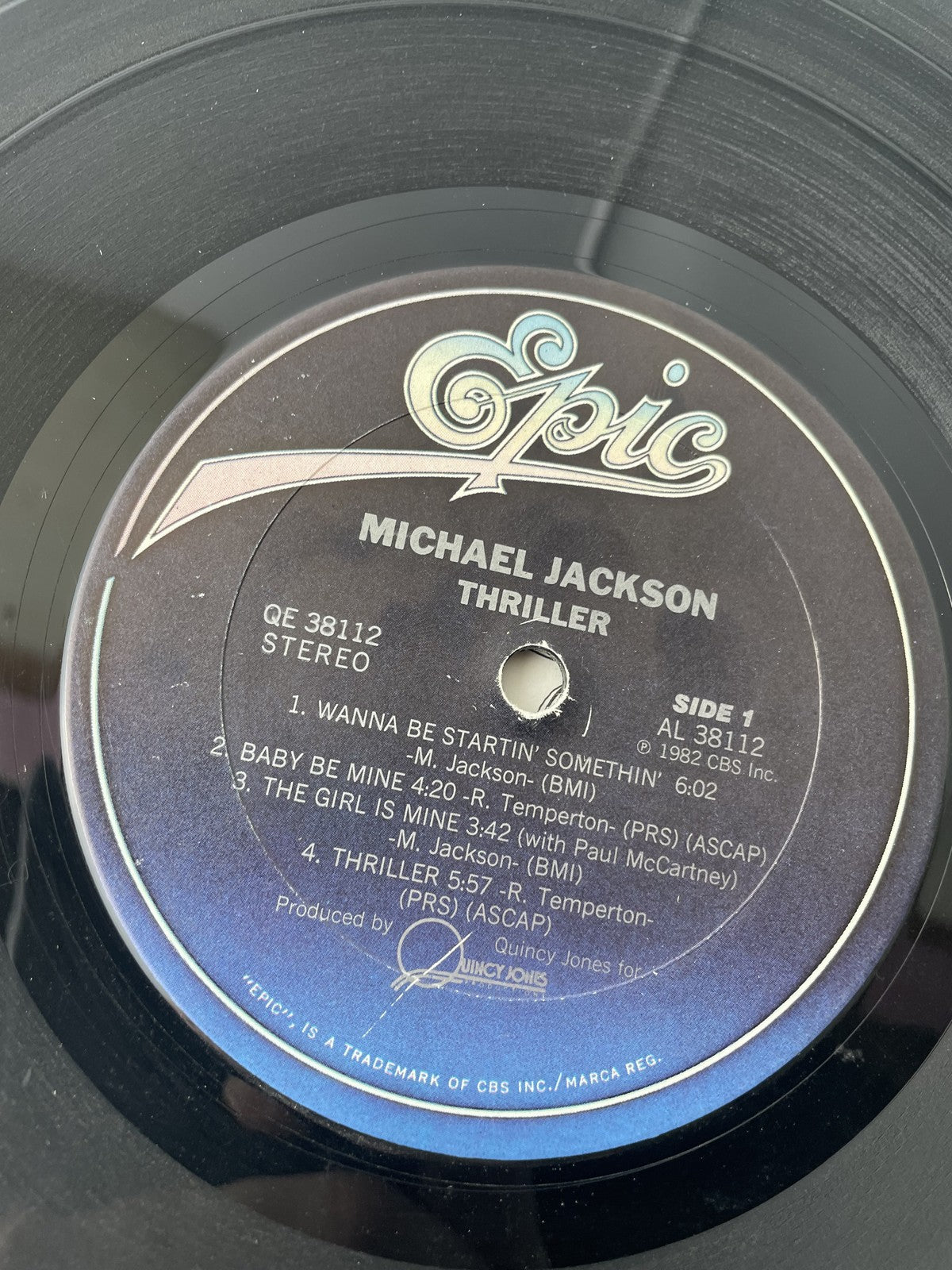 Vintage Michael Jackson Thriller Vinyl LP 1982 Epic QE 38112 Pop Album Insert