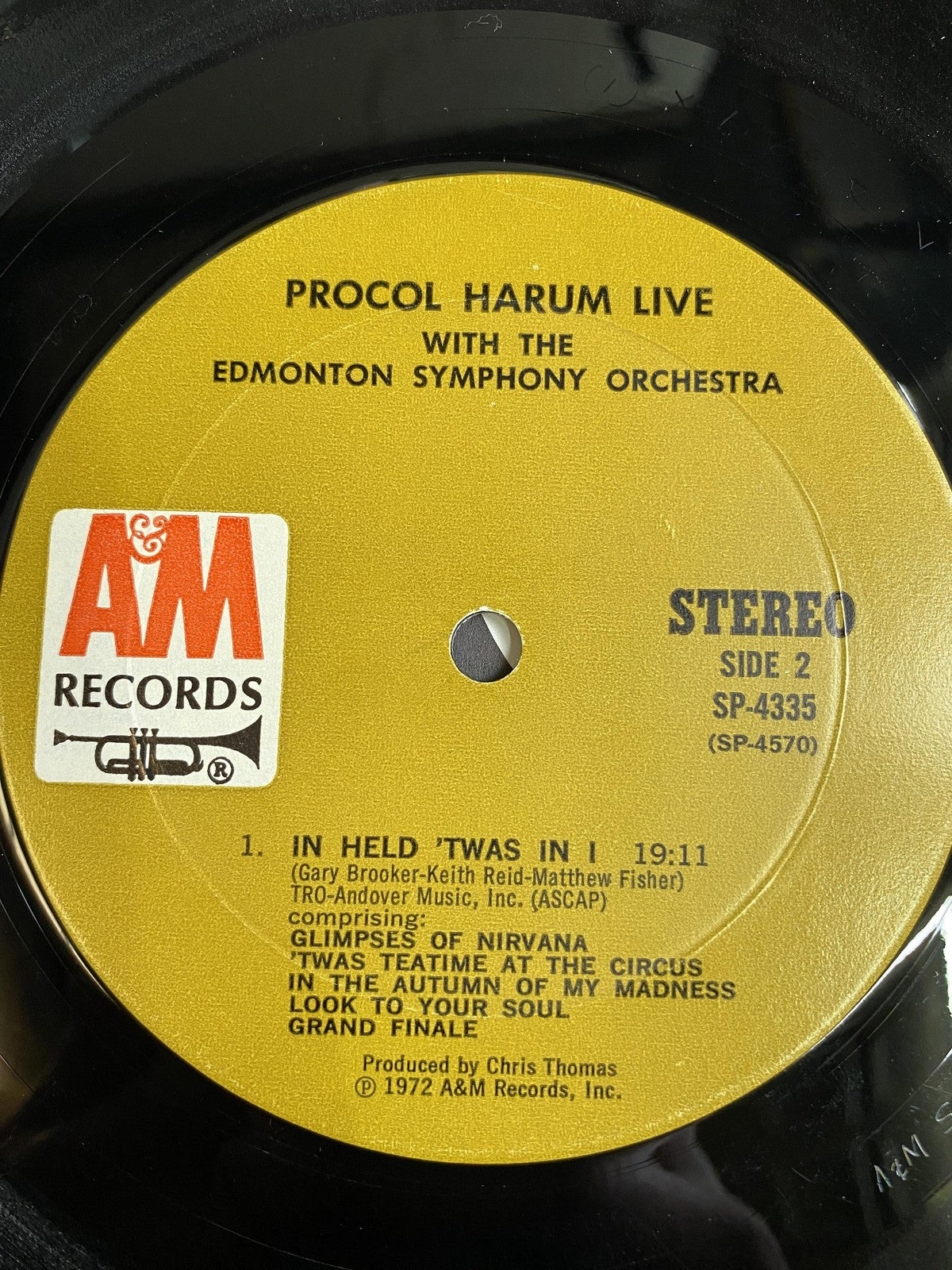 Vintage Procol Harum Live Edmonton Symphony Orch 12" Vinyl LP 1972 AFM Prog Rock