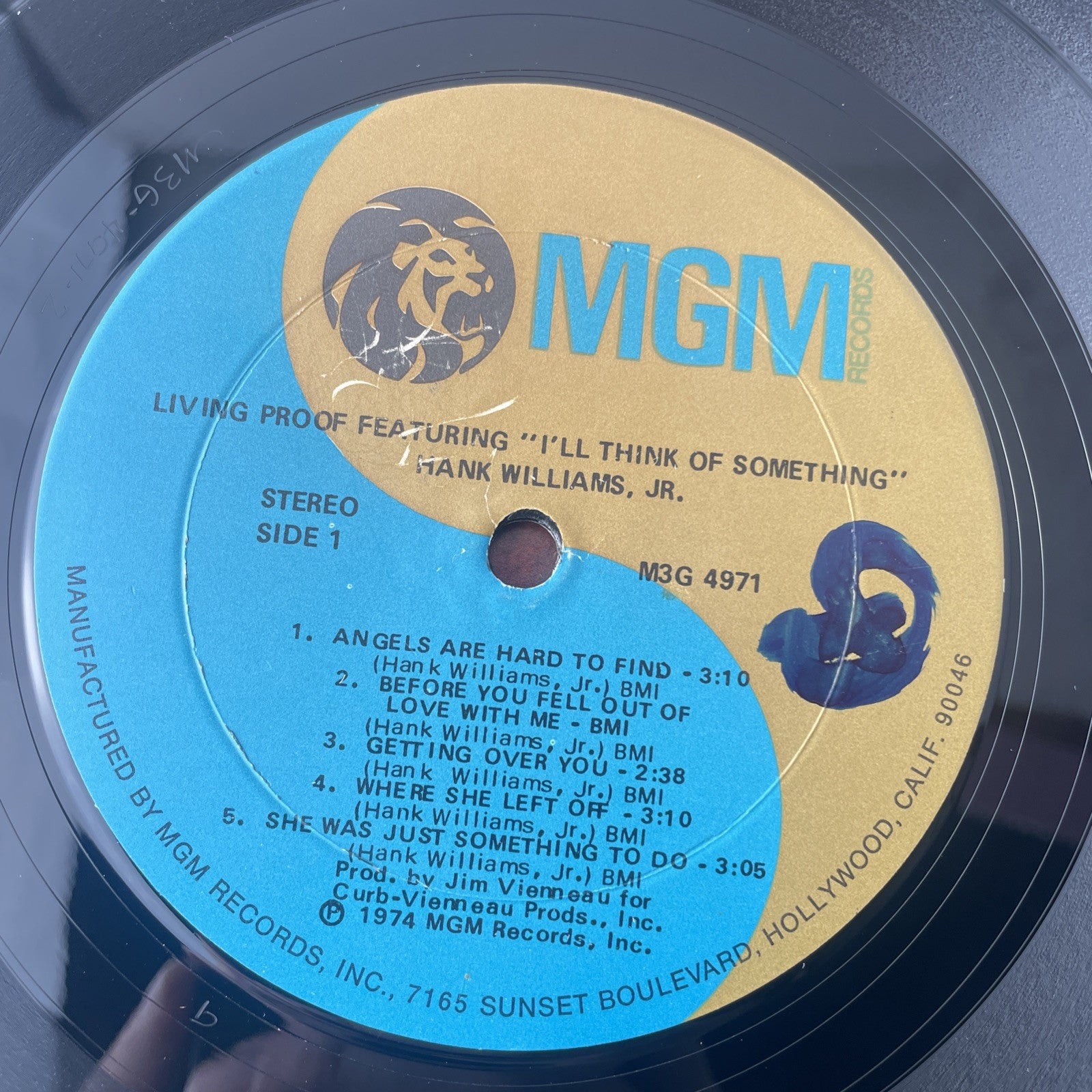 Hank Williams Jr. Living Proof LP 1974 MGM M3M-4971 VINYL