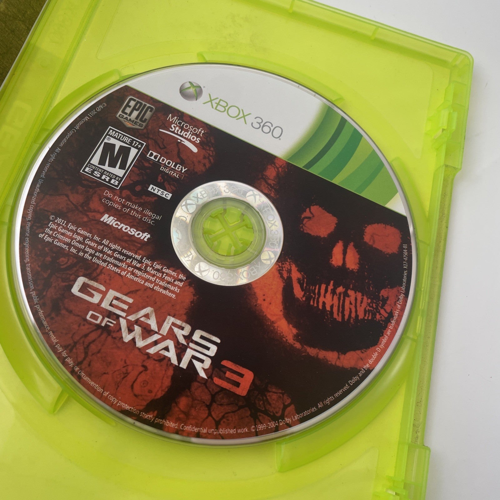 Gears of War 3 (Xbox 360, 2011) Cib Original Clean