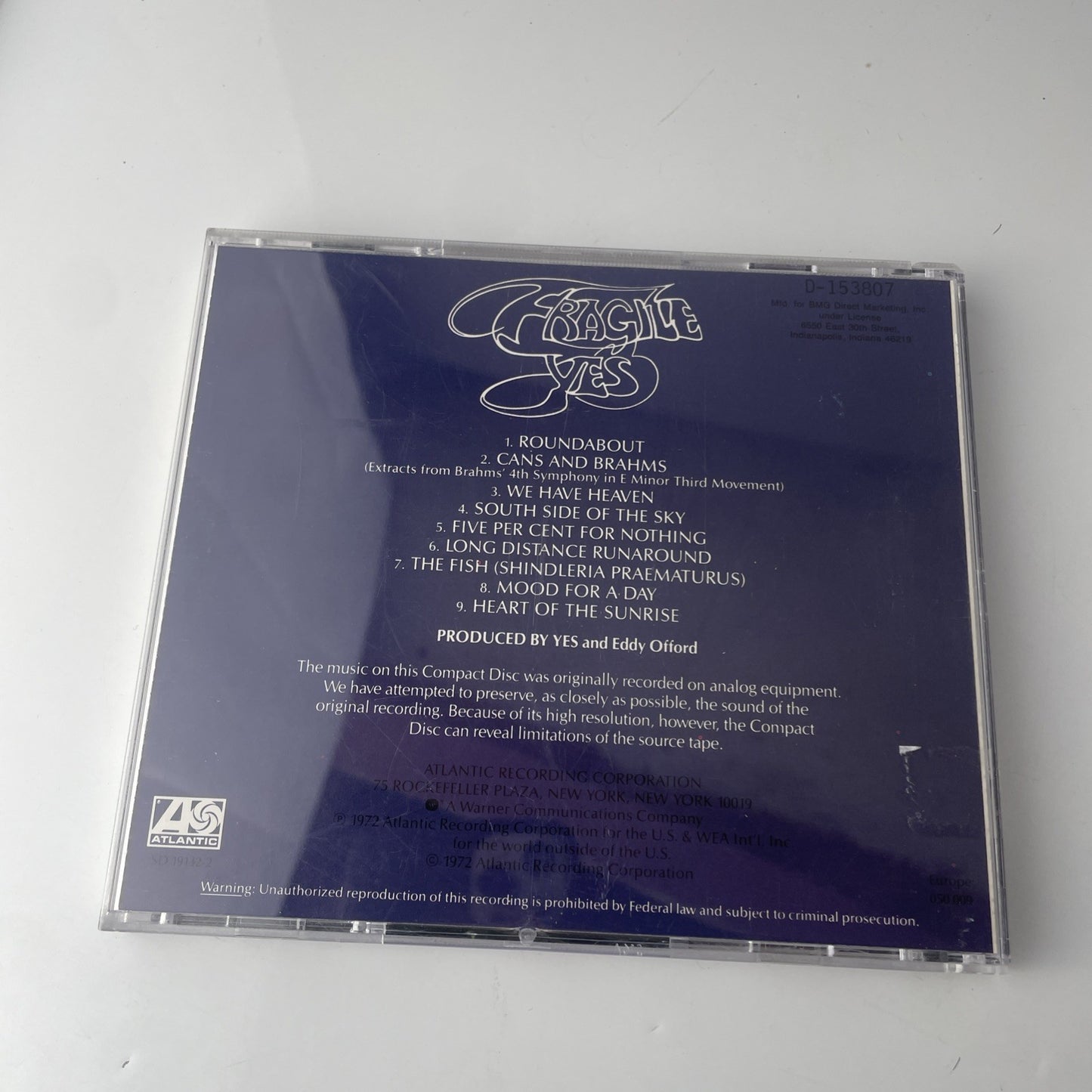 Yes - Fragile (CD, 1972) Sd19132-2 Very Good Condition