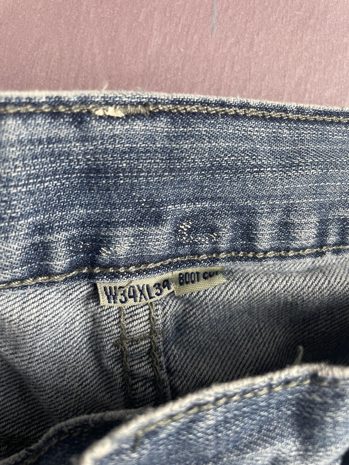 1897 Denim Jeans Mens 34x34 Blue Bootcut Light Wash Denim Pants Casual