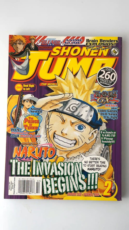 Shonen Jump Vol 5 Issue 2 February 2007 Naruto Bleach Yu-Gi-Oh GX NO CARD