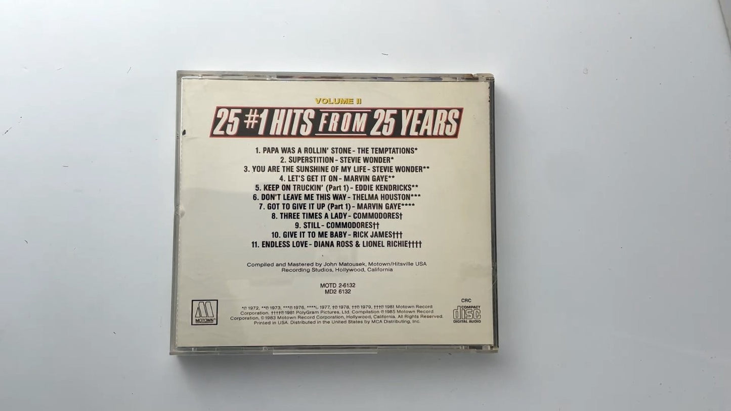 Motown - 25 #1 Hits From 25 Years Vol II CD 1985 Soul R&B Motown