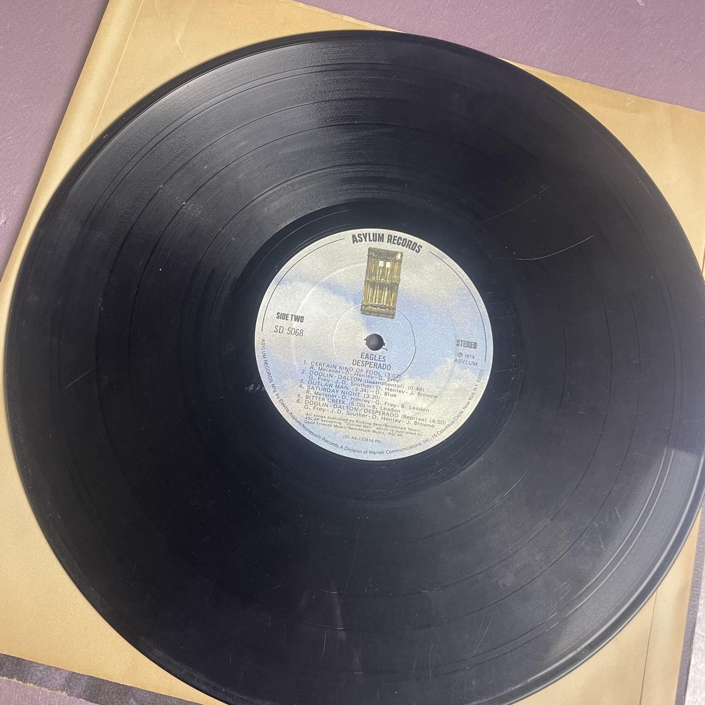 Vintage Eagles Desperado 12" Black Vinyl LP 1973 Asylum Country Rock Album