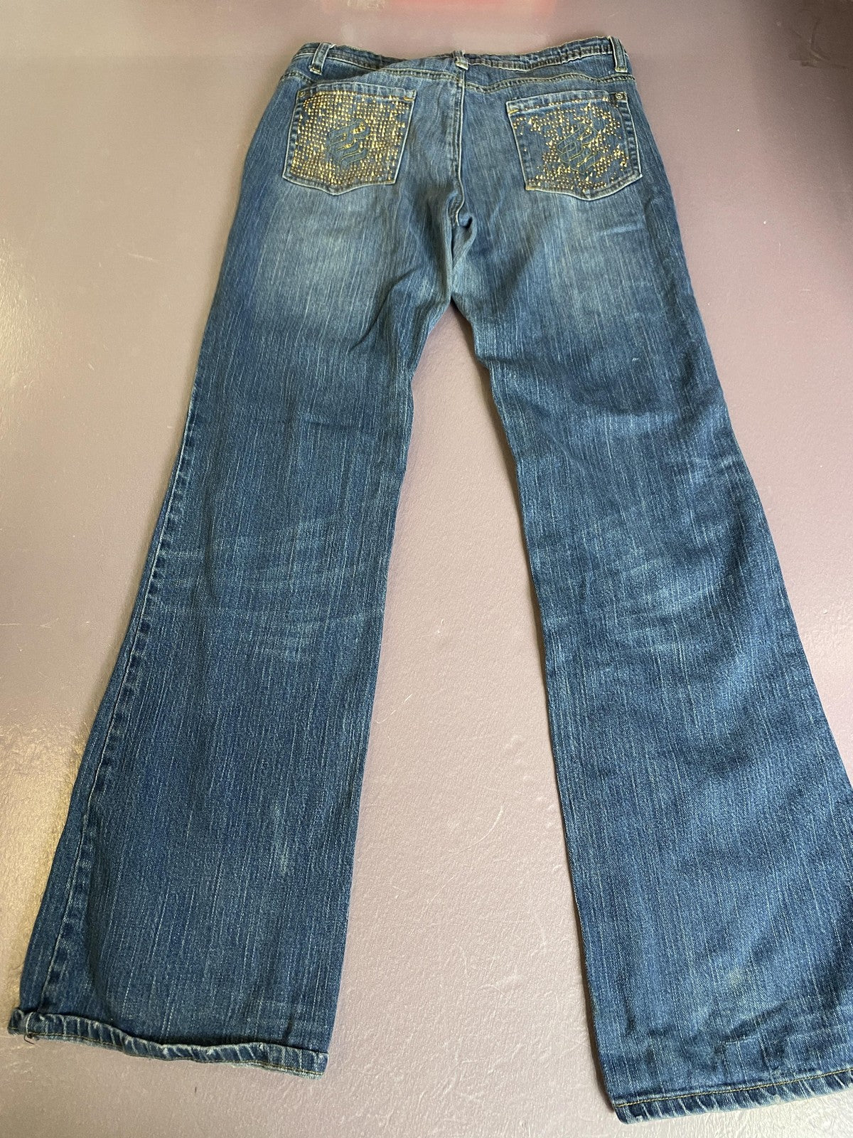 Rocawear Jeans Juniors 11 Blue Bootcut Mid Rise Studded Stretch Denim Pants