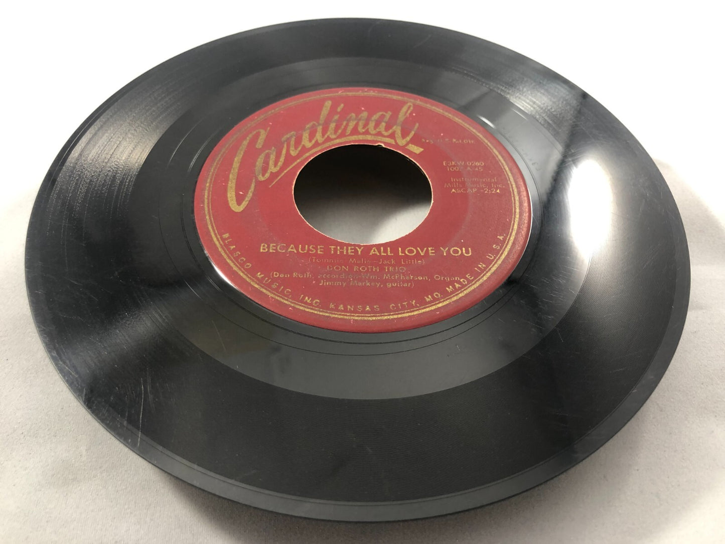 John Roth Trio - Because They All Love You - Cardinal (45 RPM 7”) (RC12) 