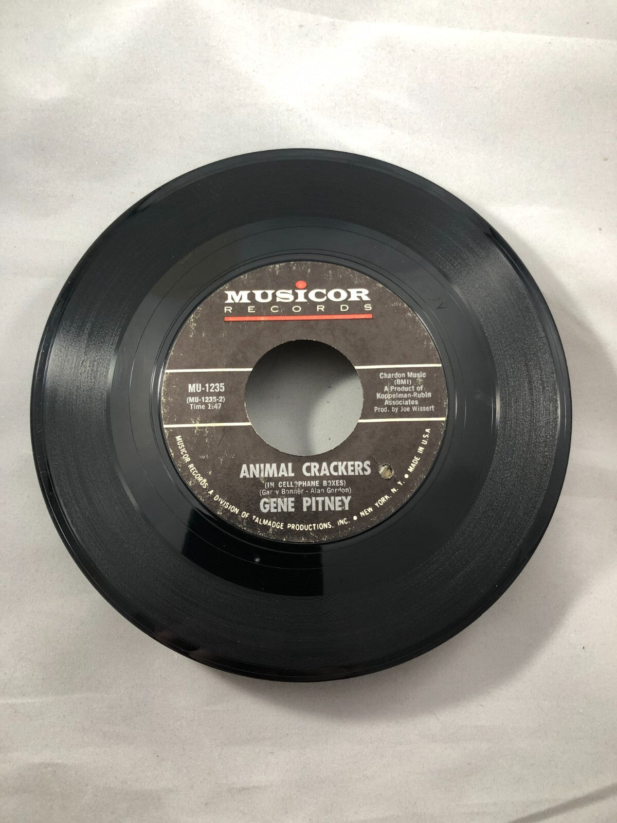 Gene Pitney - Animal Crackers 7" VG+ Vinyl 45 Musicor MU 1235 USA 1967 VG+