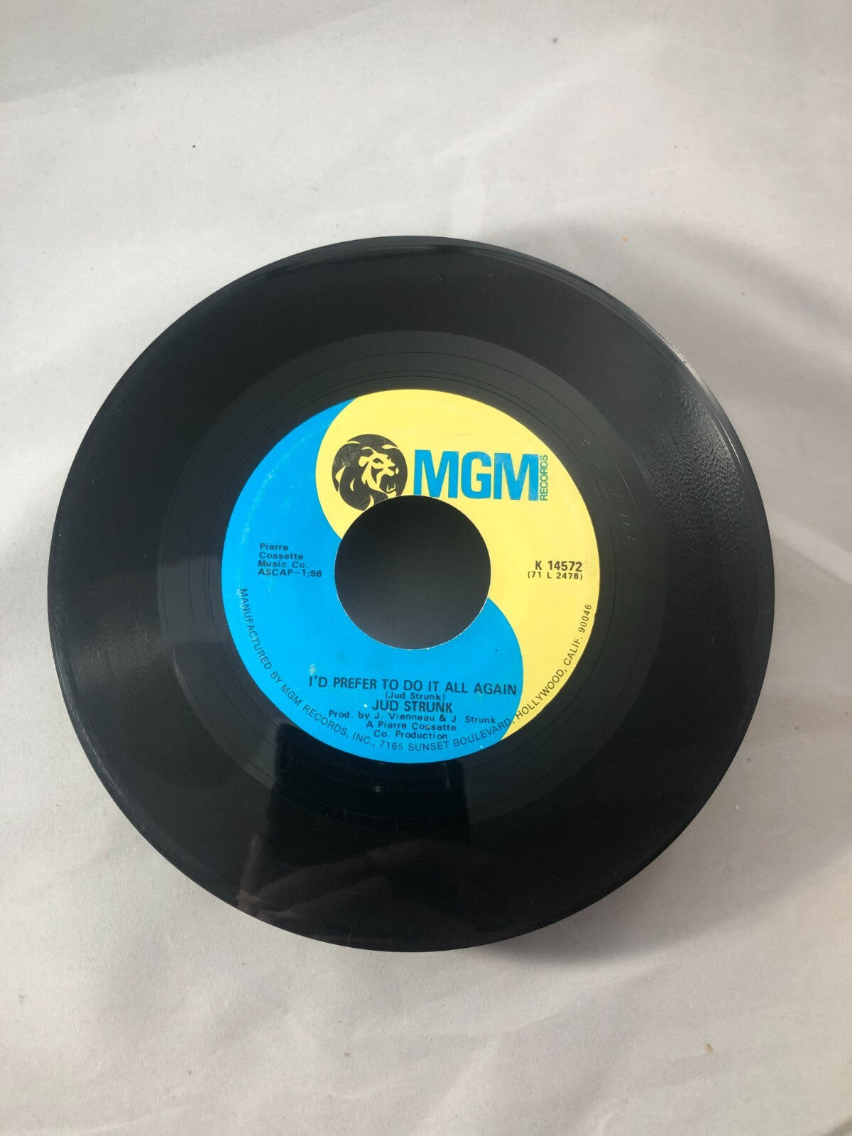 Jud Strunk Next Door Neighbor's Kid /I'd Prefer to do it all Again 7" 45 MGM VG
