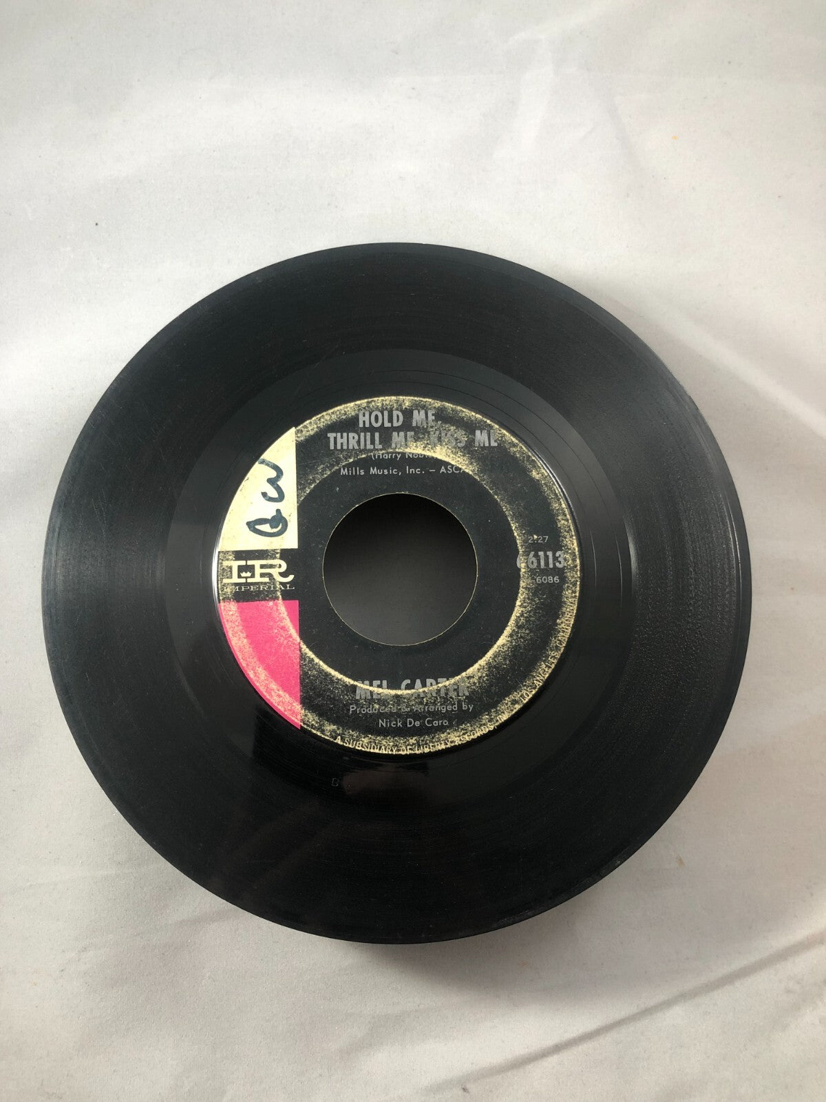 45 RPM Vinyl Record Mel Carter Hold Me, Thrill Me, Kiss Me (G) MISPRINT ERROR