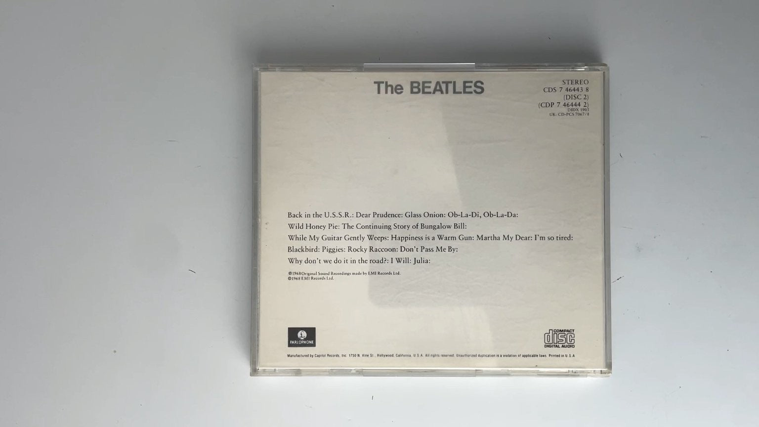 The Beatles The Beatles CD Disc 1 Parlophone 1968 Rock Pop