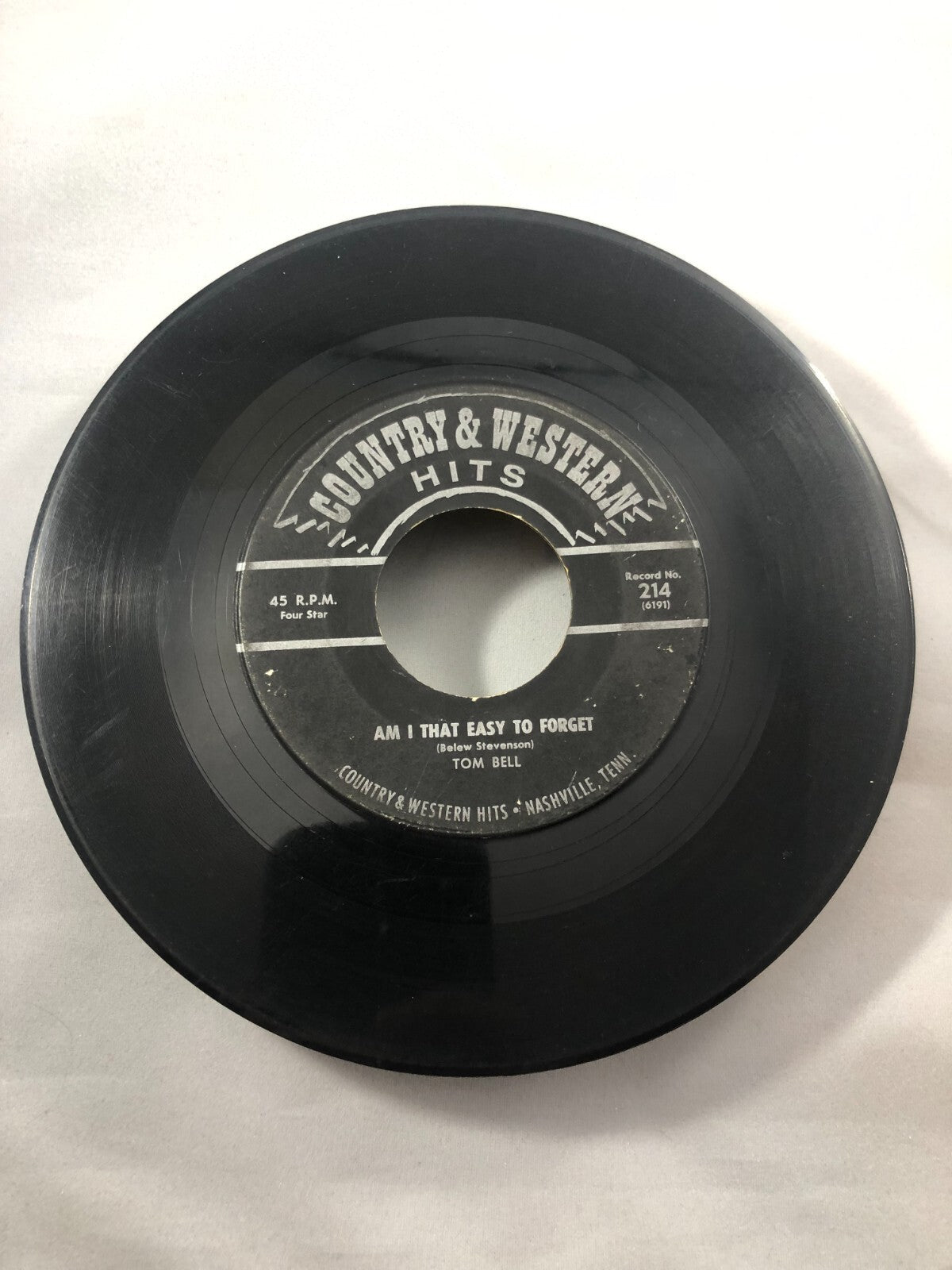 TOM BELL- Detroit City/Am I that Easy to Forget 45 G Country & Western Hits 214