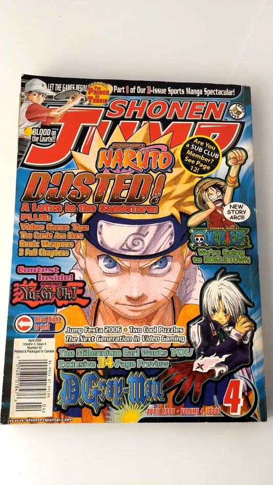 Shonen Jump Vol 4 Issue 4 April 2006 Naruto D.Gray-Man One Piece WITH CARD