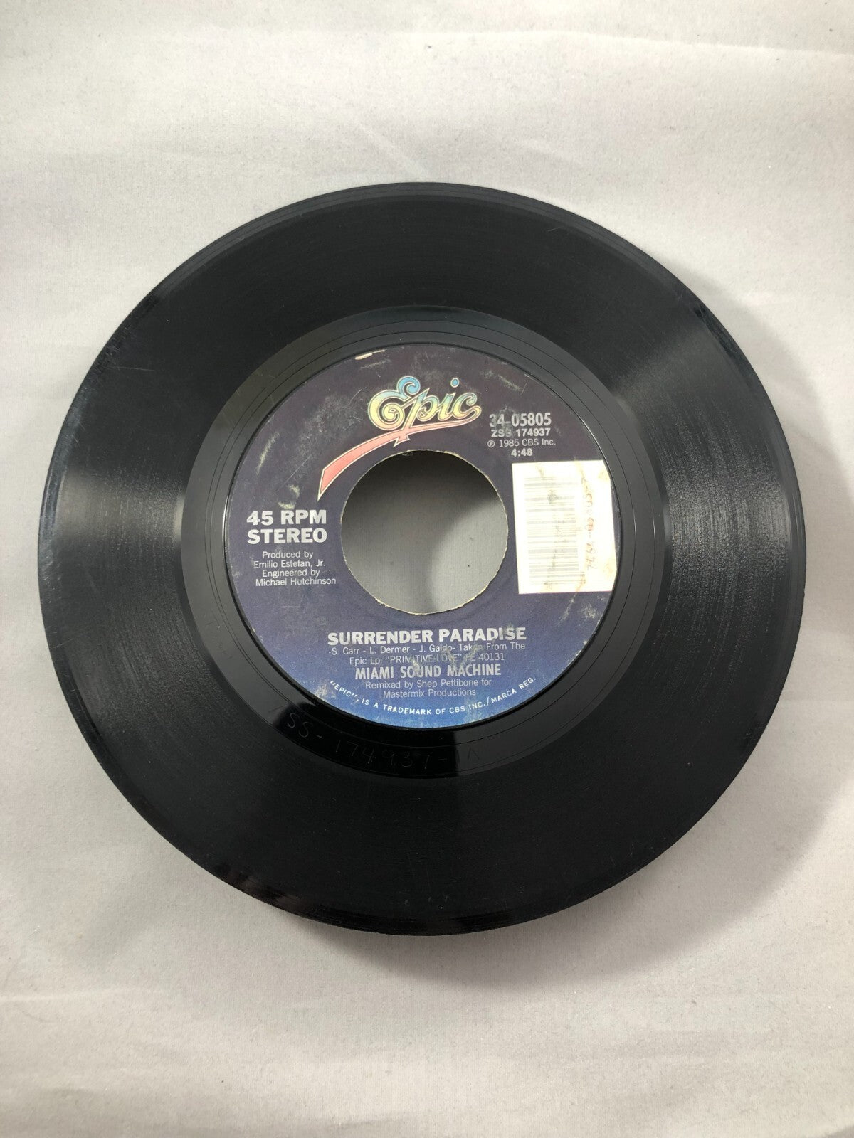 MIAMI SOUND MACHINE - BAD BOY / Surrender Paradise - 45 WPS - VG