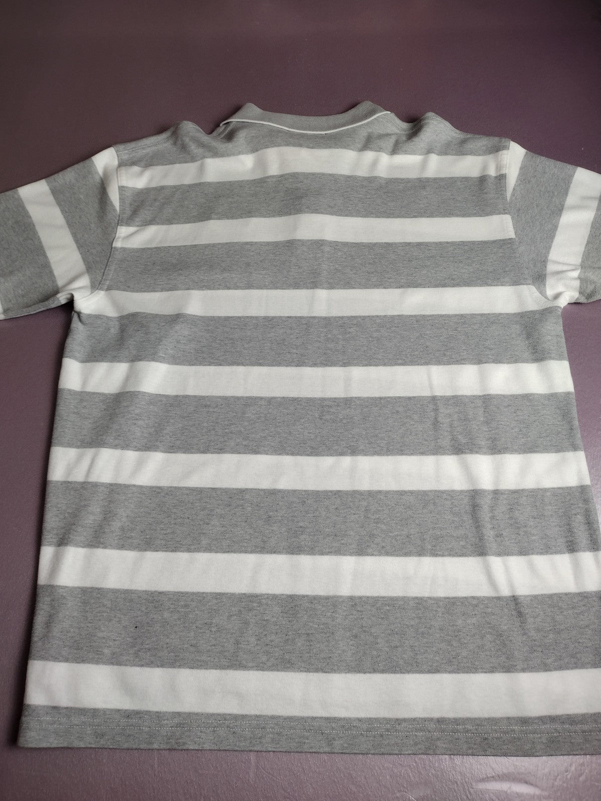 Ashworth Polo Shirt Mens Large Gray White Stripe Golf Short Sleeve Casual