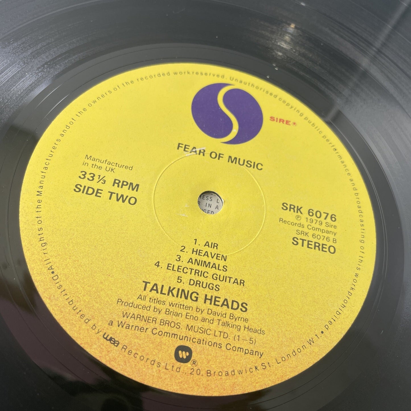TALKING HEADS - Fear Of Music LP Vinyl 1979 Sire Records SKR 6076 Embossed Cover