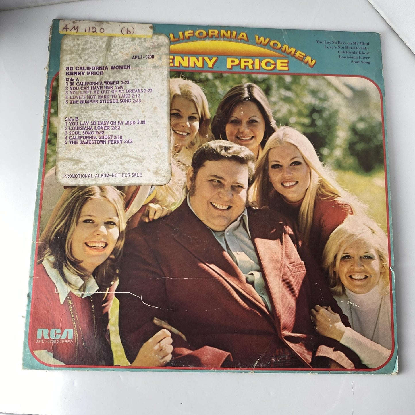 Vintage Kenny Price 30 California Women 12" Vinyl LP 1973 RCA Country Promo