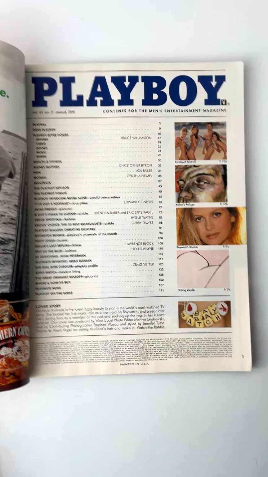 Playboy Magazine March 1998 Marliece Andrada Baywatch Babe Swimsuit