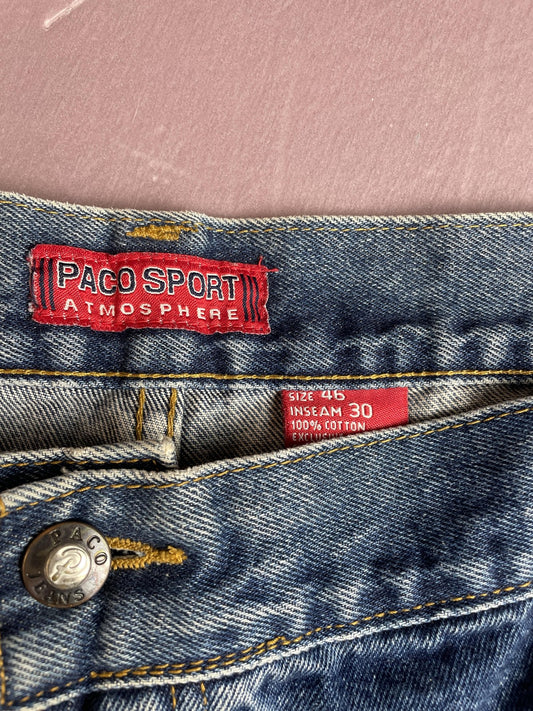 Paco Jeans Jeans Mens 46x30 Blue Wide Leg Relaxed Medium Wash Denim Pants Casual