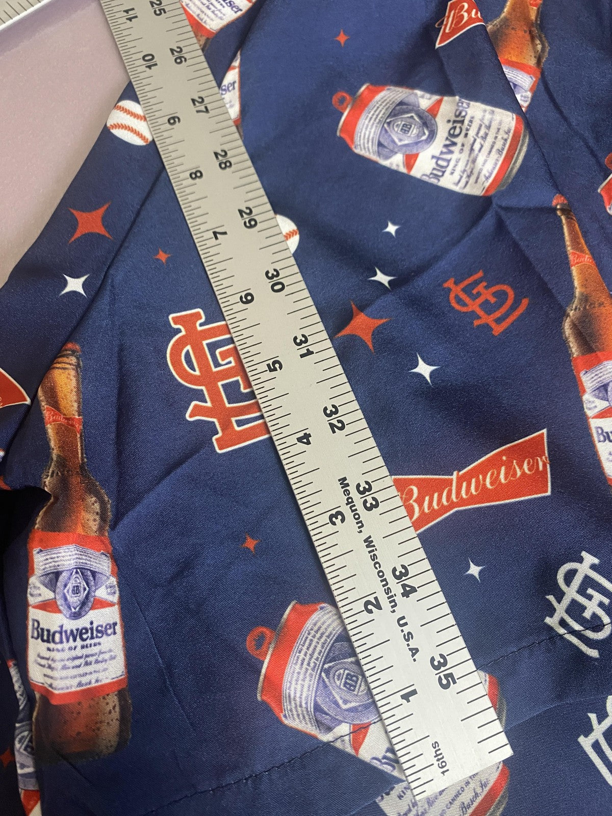 St. Louis Cardinals Shirt Mens XL Blue MLB Baseball Budweiser Button Front