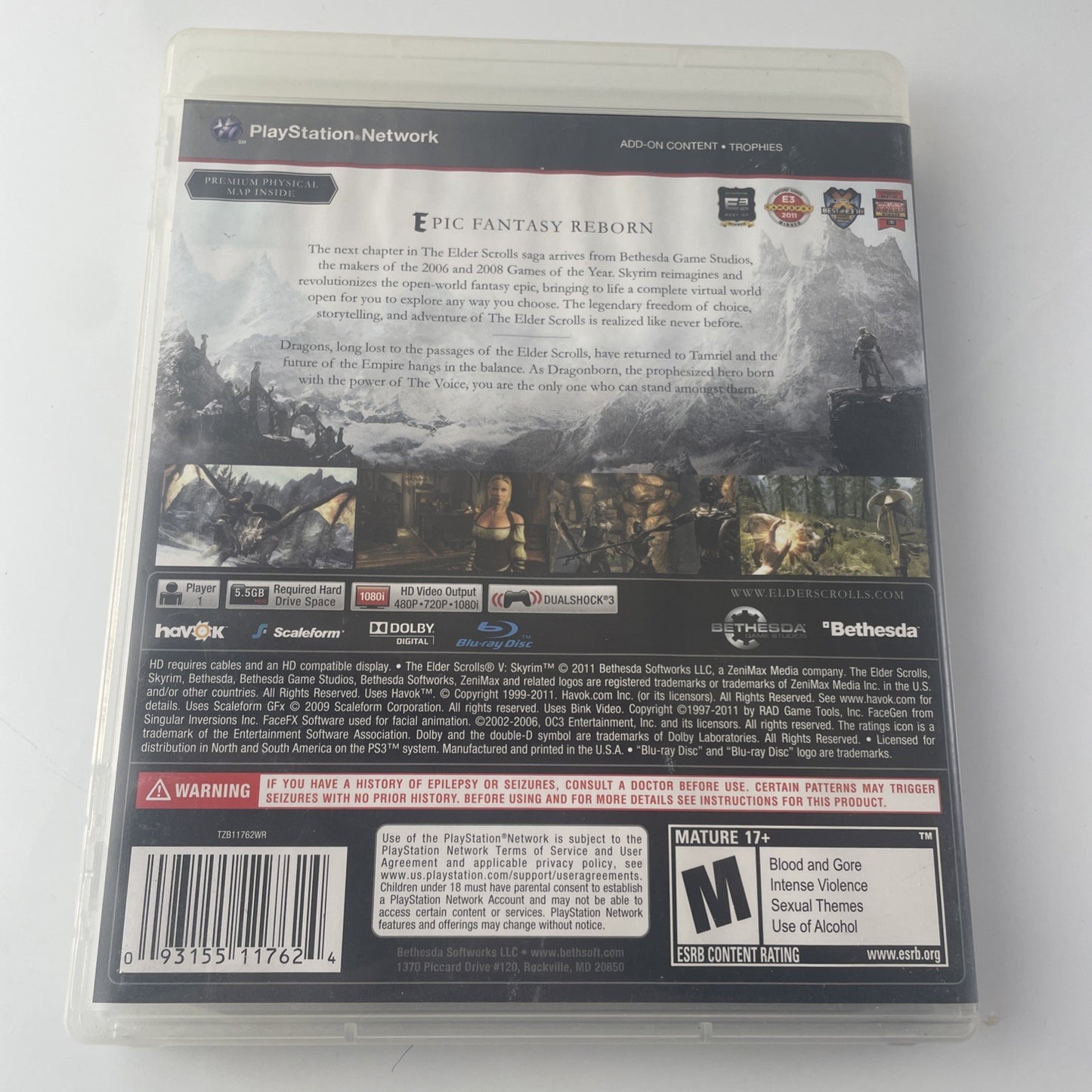 The Elder Scrolls V Skyrim  (Playstation 3 PS3, 2013) Good Condition