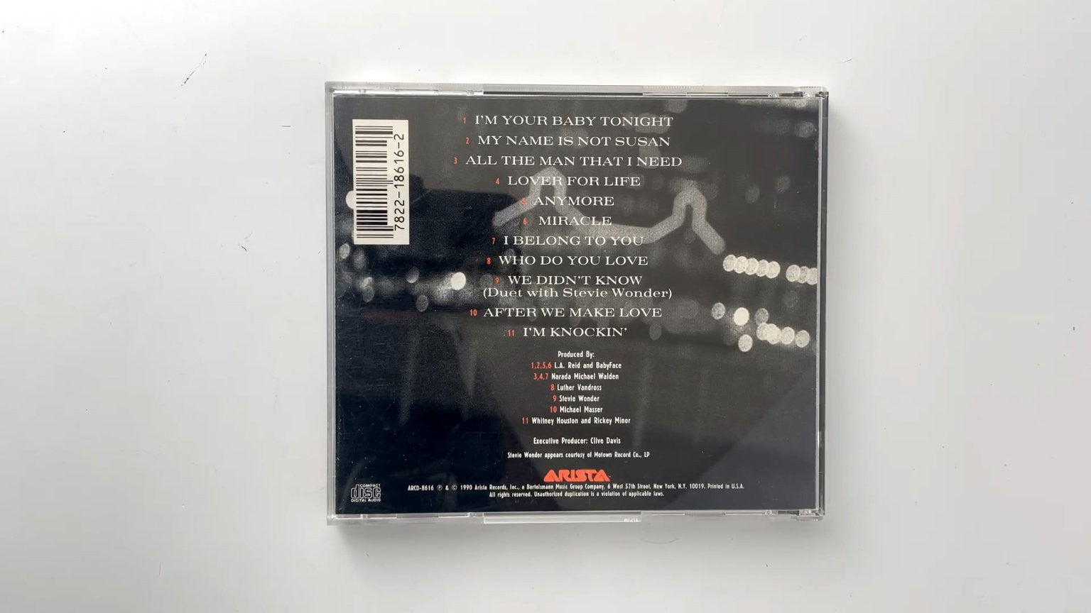 Whitney Houston - I'm Your Baby Tonight CD 1990 Duet with Stevie Wonder R&B