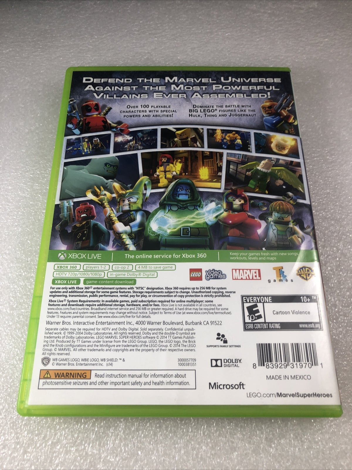 LEGO Marvel Super Heroes (Microsoft Xbox 360, 2013) No Manual