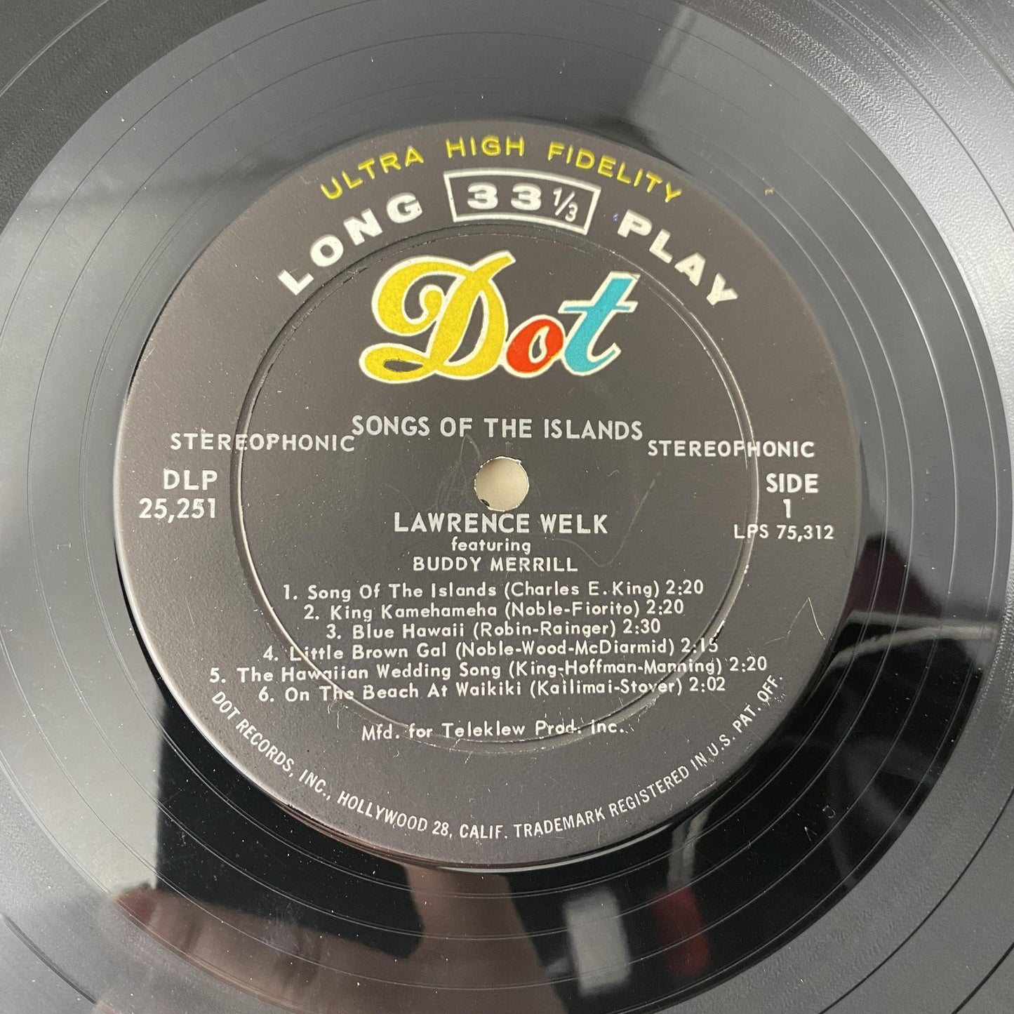 Vintage Lawrence Welk Songs Of The Islands 12" Black Vinyl LP Dot Hawaiian Easy