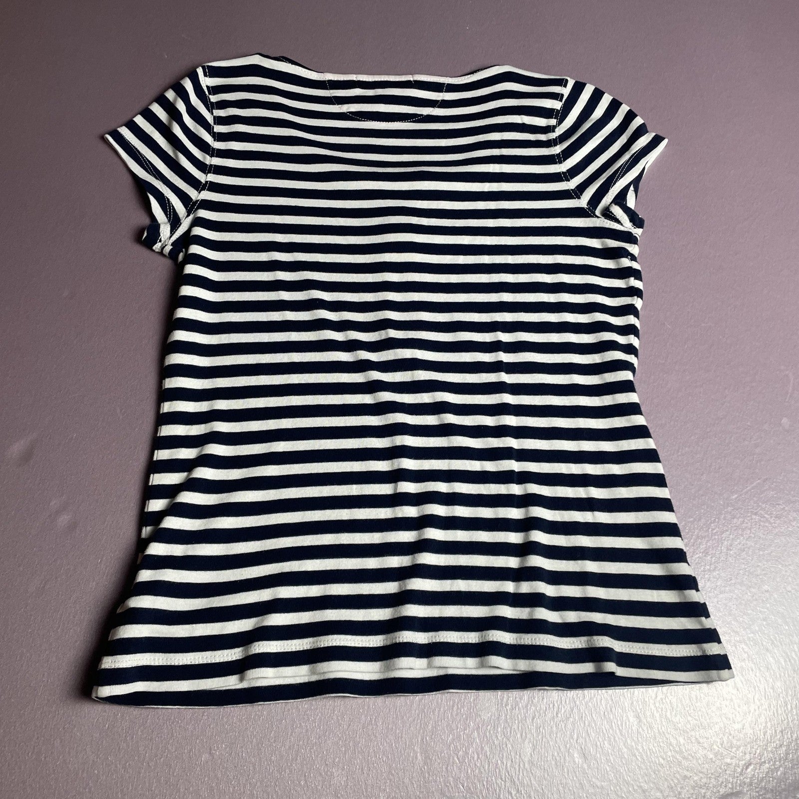 Lauren Ralph Lauren Shirt Womens Medium Navy White Striped Red Zip Nautical Top