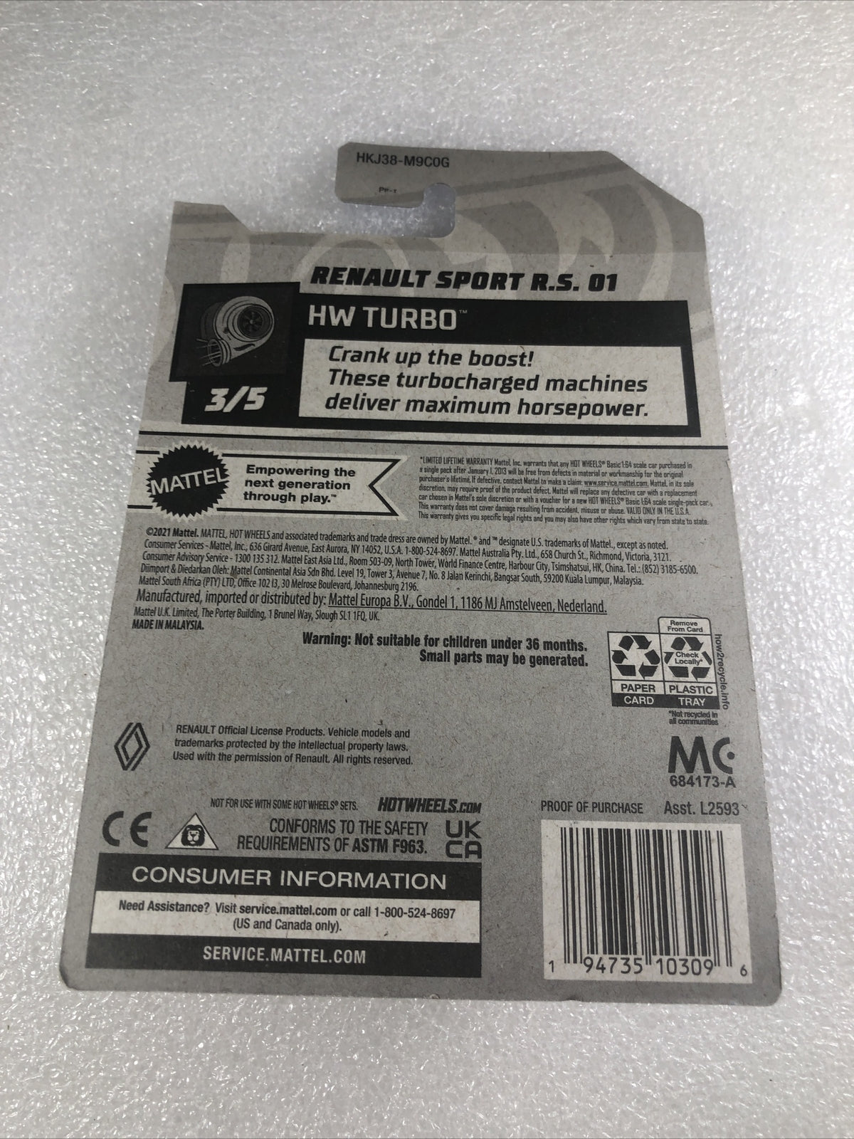 Hot Wheels Renault Sport R.S. 01 3/5 HW Turbo 2023 New
