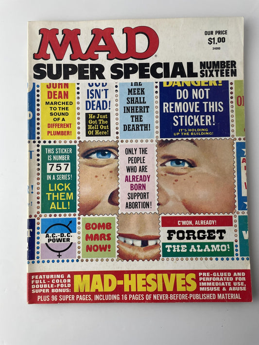 Vintage MAD Super Special Number Sixteen 1975 Satire Humor Magazine MAD-Hesives