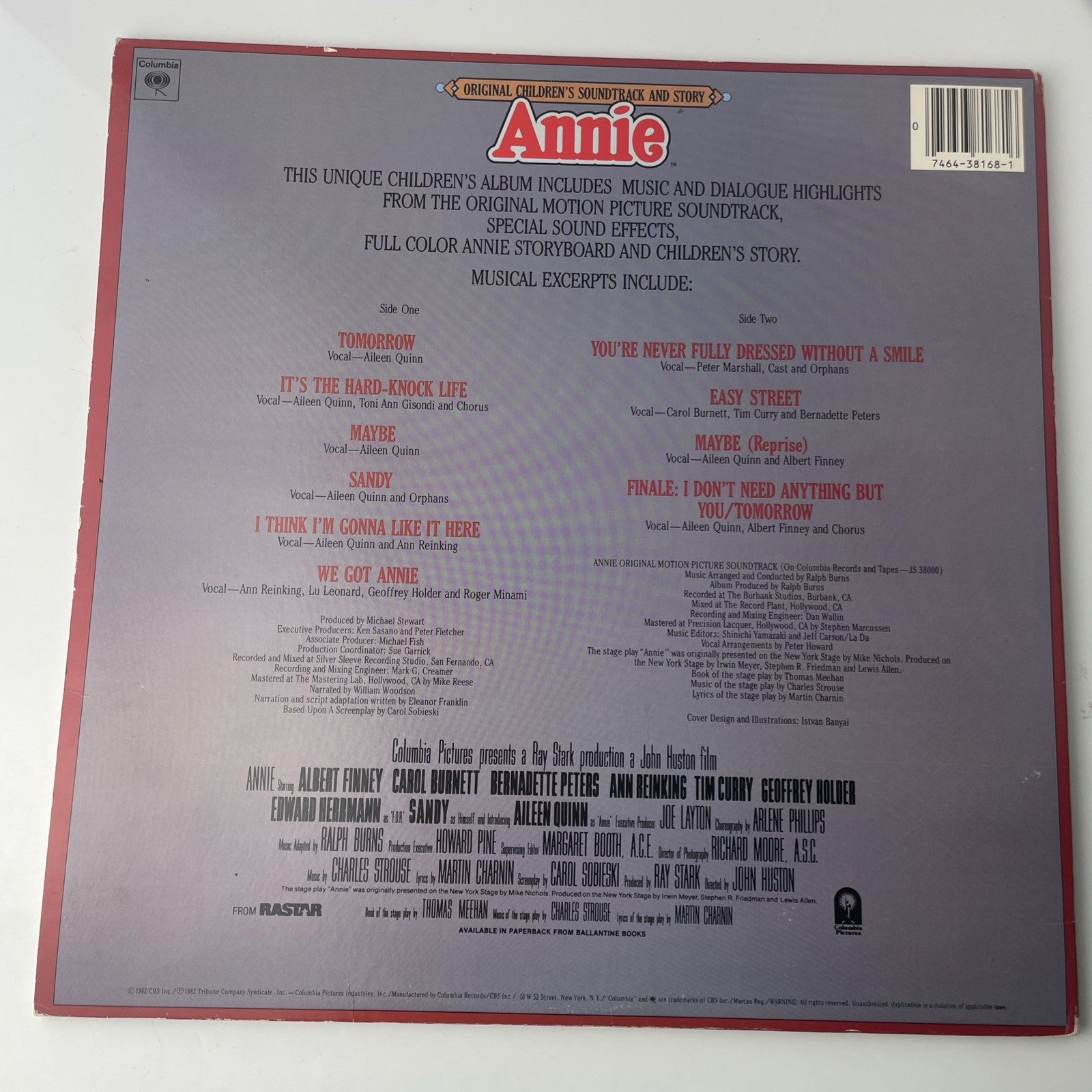 Annie Soundtrack Vinyl Record Gatefold LP 1982 Columbia Story Game Board VG
