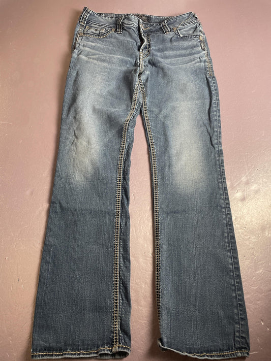 Silver Jeans Co. Jeans Womens W31/L31 Blue Suki Mid Slim Boot Denim Embroidered