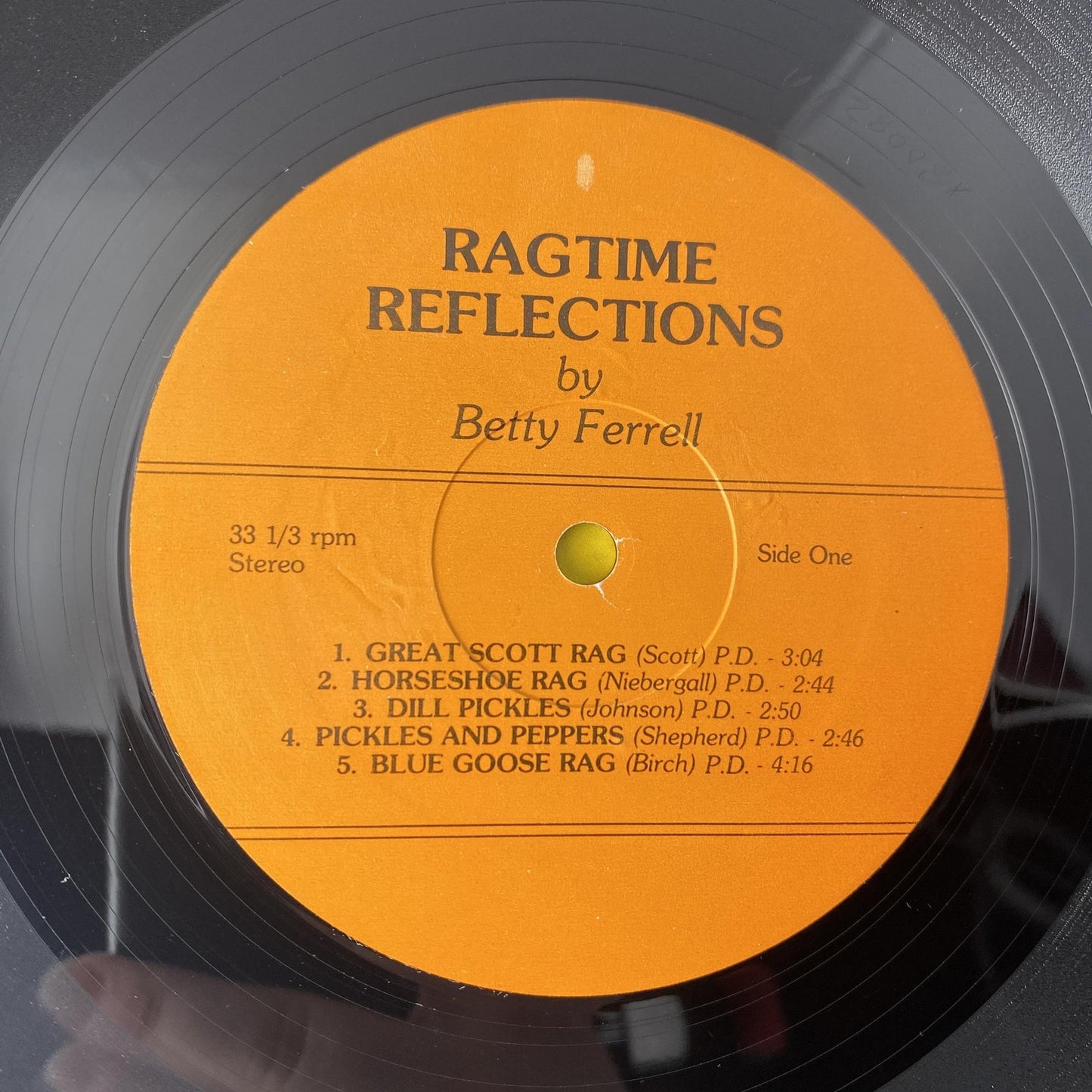 Vintage Betty Ferrell Ragtime Reflections 12" Black Vinyl LP Ragtime Jazz Piano