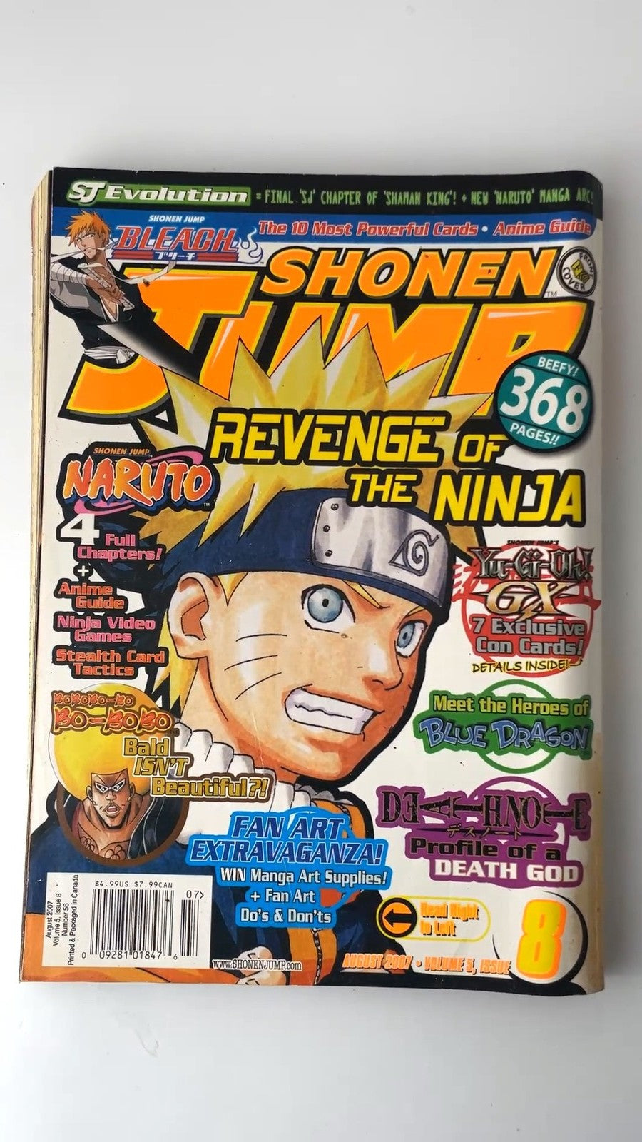 Shonen Jump August 2007 Volume 5 Issue 8 Naruto Bleach Yu-Gi-Oh GX NO CARD