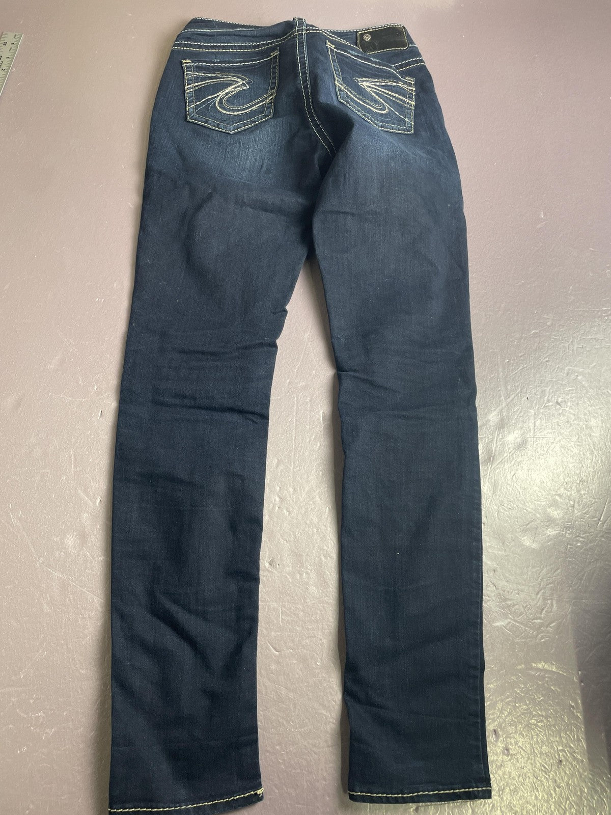 Silver Jeans Co Jeans Womens W26/L31 Blue Suki Mid Skinny Embroidered Dark Wash