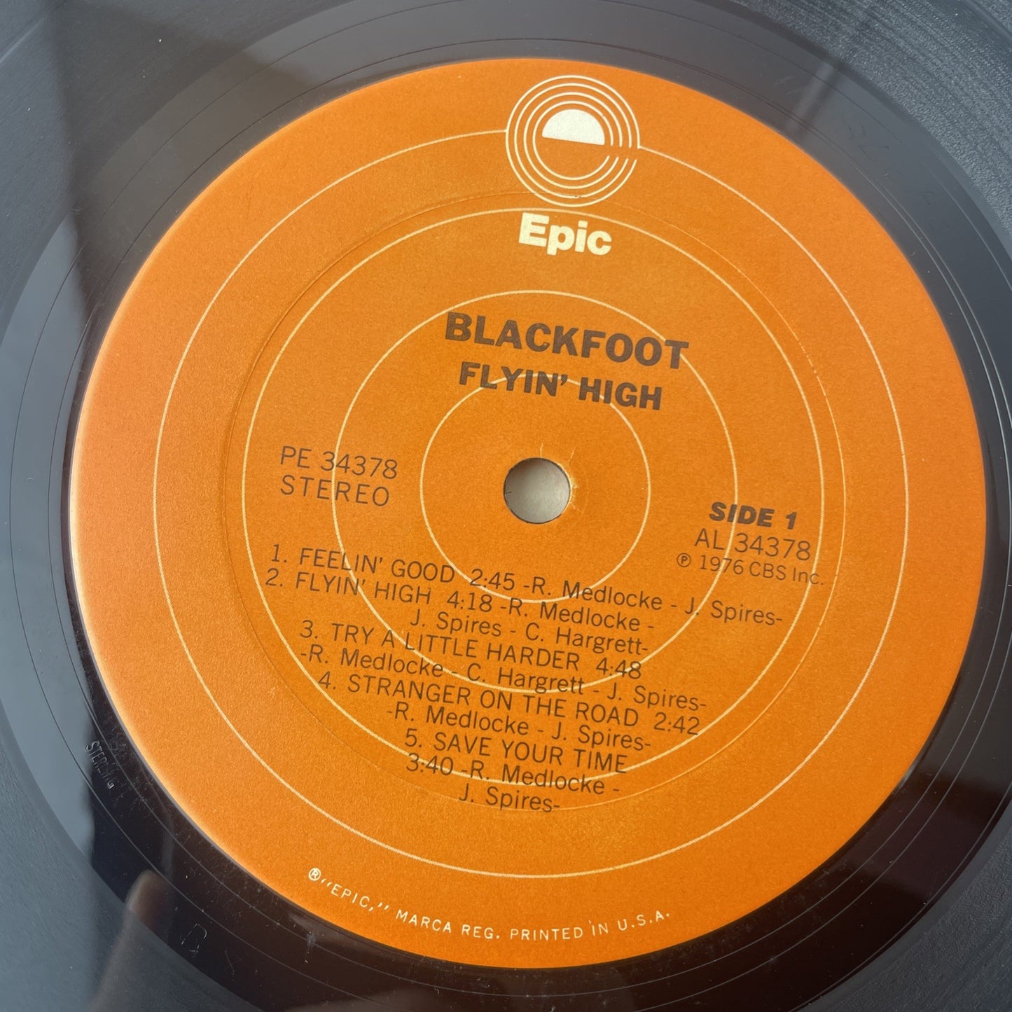 Blackfoot, Flyin' High, Epic Records PE 34378, 1976 Southern Rock