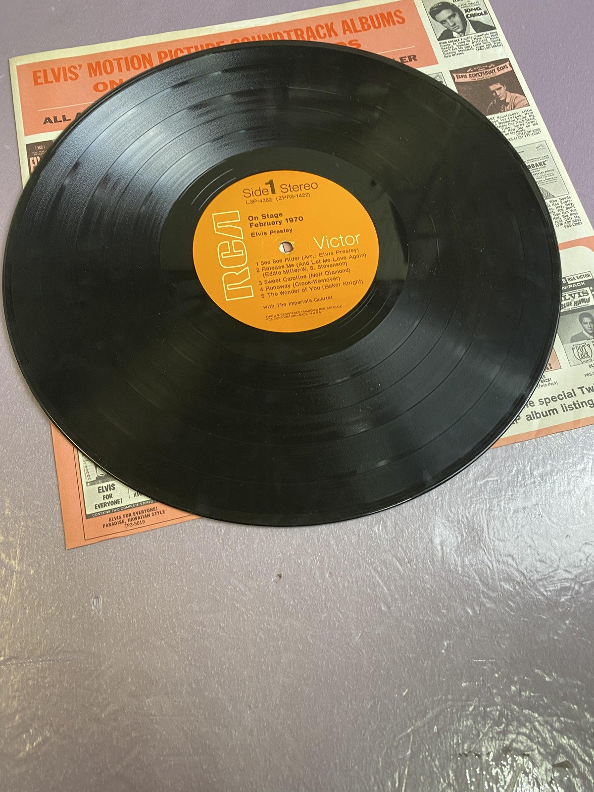 Vintage Elvis Presley On Stage February 1970 Vinyl 12" LP RCA Victor Rock