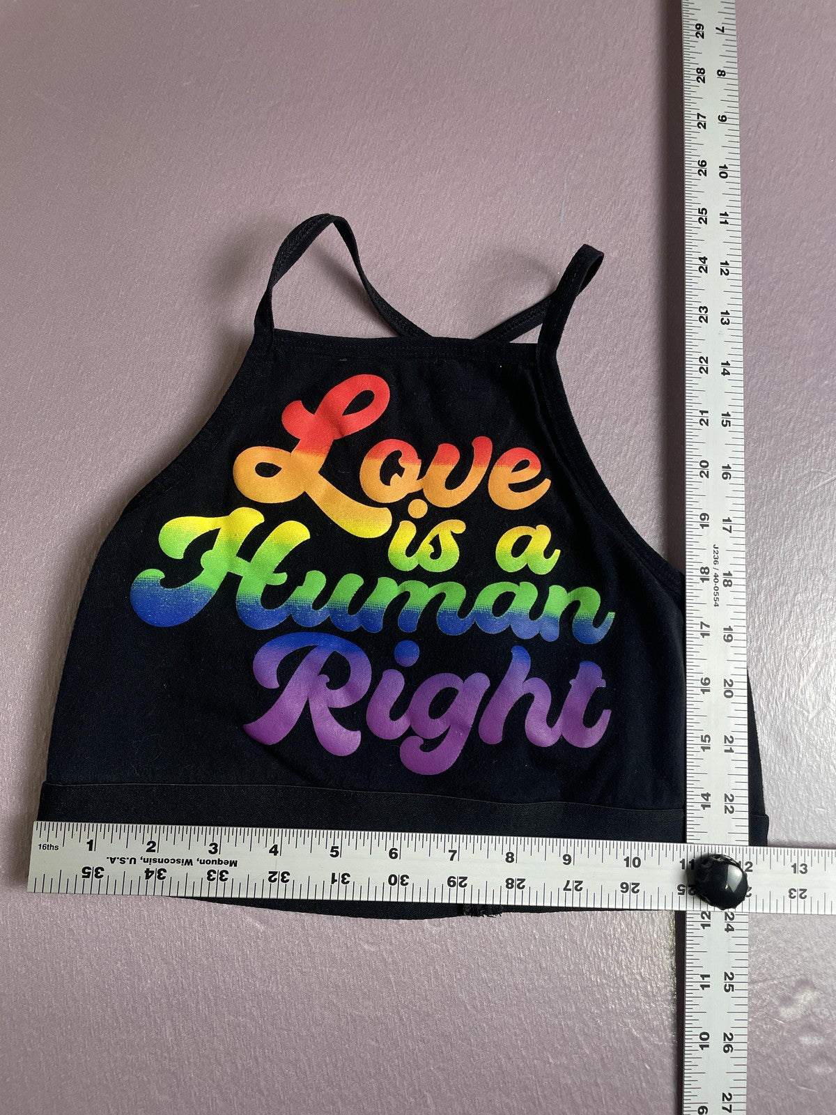 Spencer's Tank Top Womens Small Black Crop Love Is A Human Right Rainbow Pride