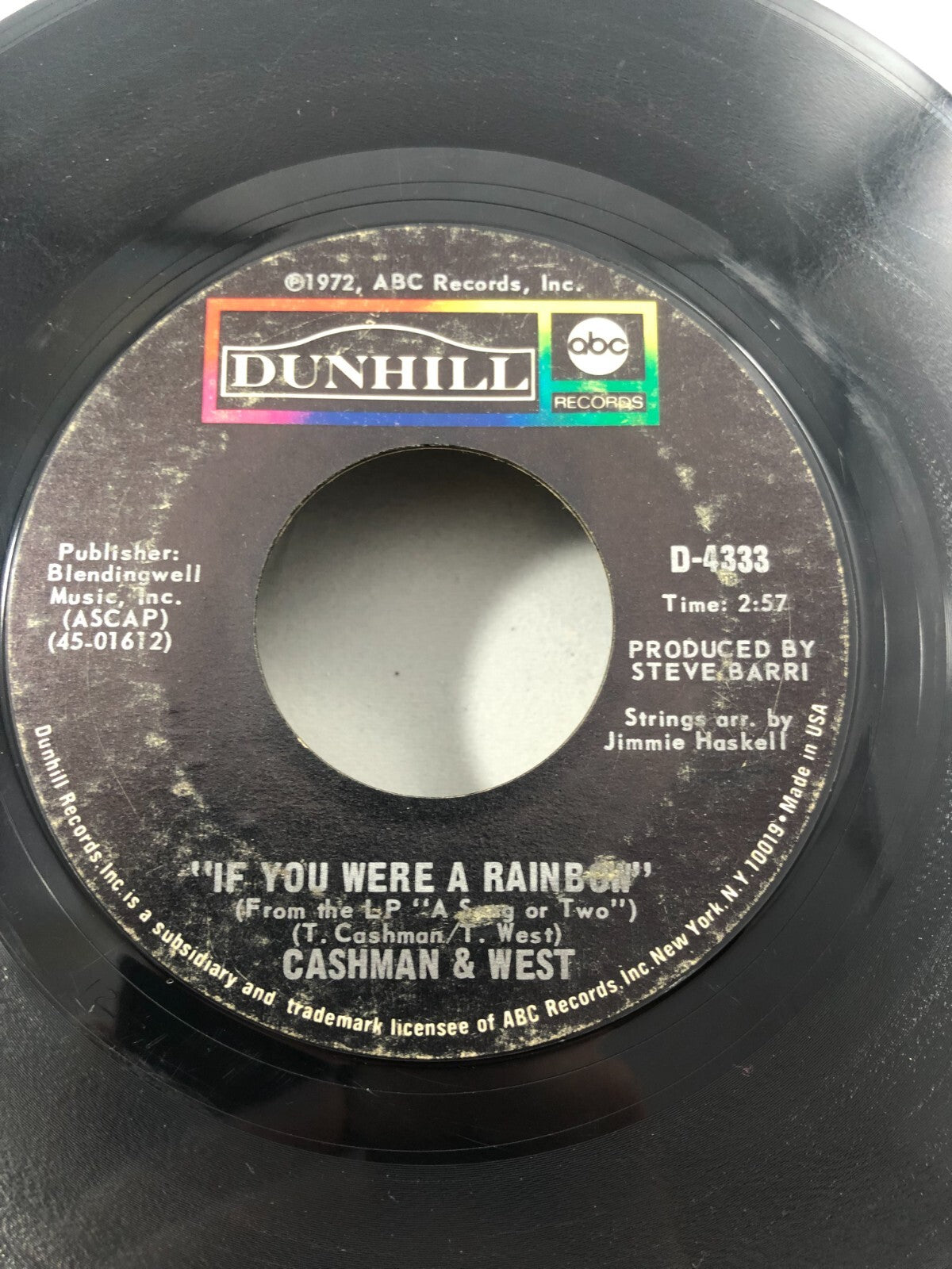 CASHMAN and  WEST - if you were a rainbow/ songman ABC DUNHILL VG F124A
