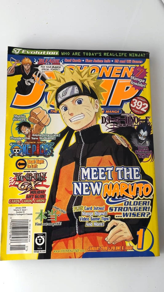 Shonen Jump Magazine January 2008 Naruto Bleach One Piece Yu-Gi-Oh GX WITH CARD