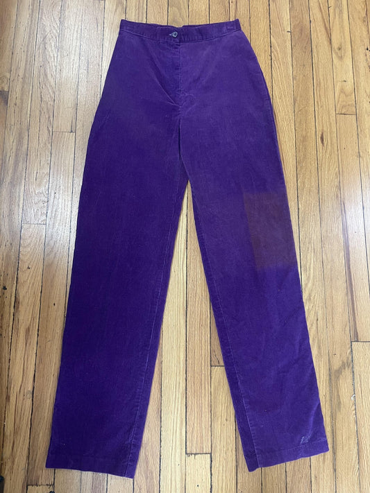 Vintage Hang Ten Pants Womens 9 Purple Corduroy High Waist Straight Leg 90s Rare